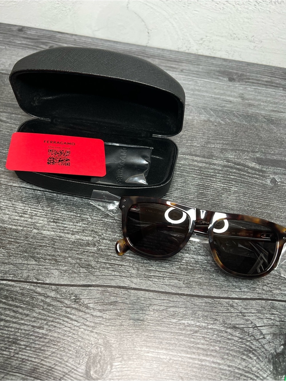 Salvatore Ferragamo Brown Tortoiseshell Sunglasses with Dark Lenses